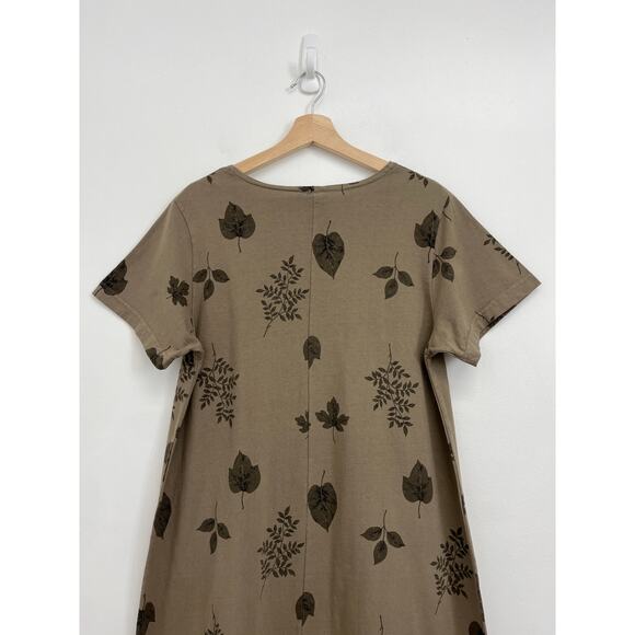 Vintage Cotton Studio Autumn Nature Woodsy Leaf Print Casual T-Shirt Dress Large - Picture 7 of 9